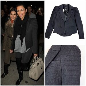 Smythe Grey Wool Structured Moto Jacket Blazer Size 4